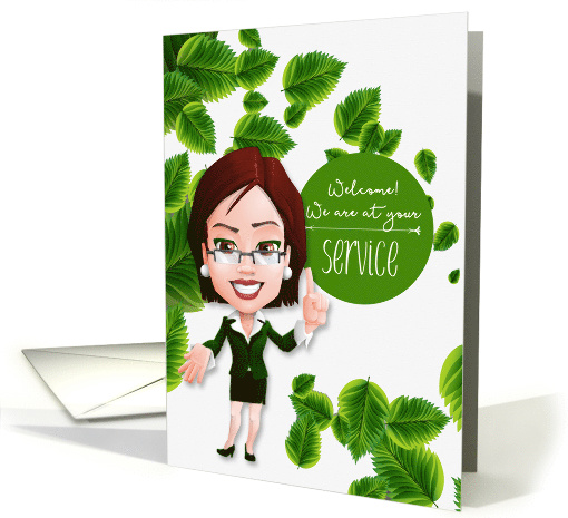 New Customer Welcome Businesswoman Caricature card (443070)