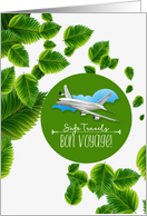 Bon Voyage and Safe Travels Leaves and Plane card