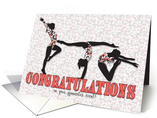 Gymnastics Recital Congratulations Peach and Charcoal card (456012)