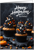 Halloween Birthday Creepy Cupcakes card