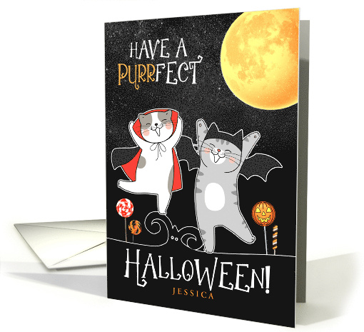 for Kids Halloween Funny Cats with Name card (458888)