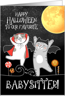 for Babysitter Funny Halloween Cats card