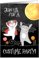 Funny Cartoon Cats Halloween Party Invitation card