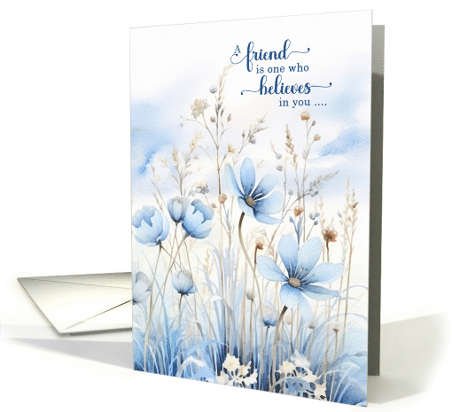 Friendship Day Sentimental Blue Flower Garden card (464803)