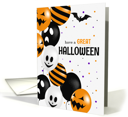 Fun Halloween Balloons Bats and Polka Dots card (467931)