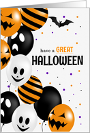 Fun Halloween Balloons Bats and Polka Dots card