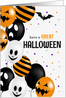 Halloween Balloons with Polka Dots and Bats card