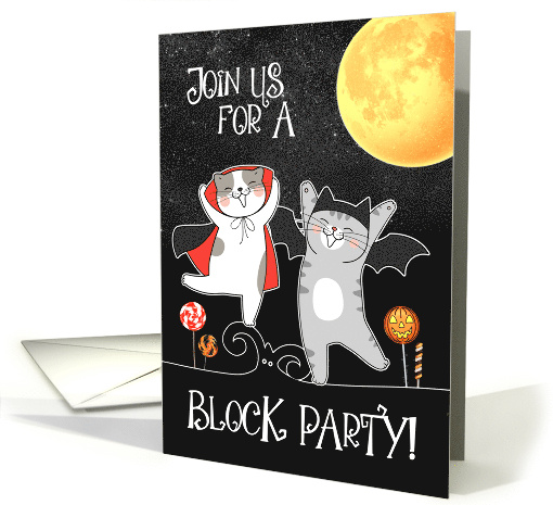 Block Party Invitation Halloween Funny Cartoon Cats card (473221)