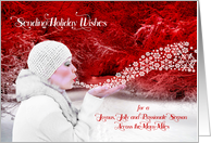 from Across the Miles Joyous and Jolly Red Snow Scene card