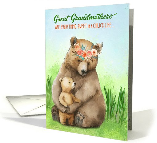 Happy Grandparents Day for Great Grandma with Bears card (479083)