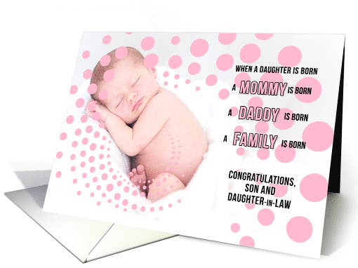 for Son and Daughter in Law New Baby Congratulations Pink Girl card