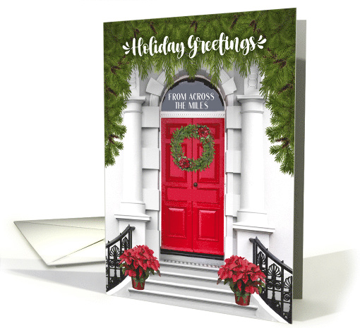 From Across the Miles Wreath on a Door in Red and Silver card (499833)