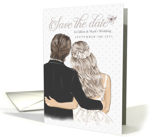 Save the Date for a Wedding Taupe Bride and Groom card (505176)
