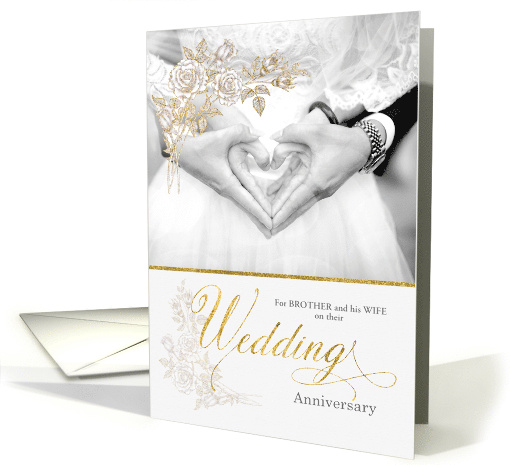 for Brother and Wife Wedding Anniversary Classically Formal card