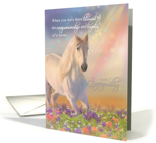 Pet Sympathy Loss of a Horse Rainbow with White Horse card (507823)