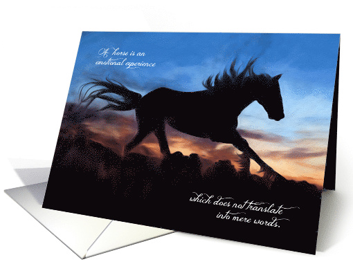 Pet Sympathy Loss of a Horse Running Silhouette Paint Strokes card