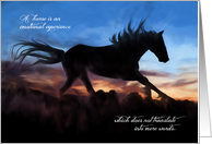 Pet Sympathy Loss of a Horse Running Silhouette Paint Strokes card