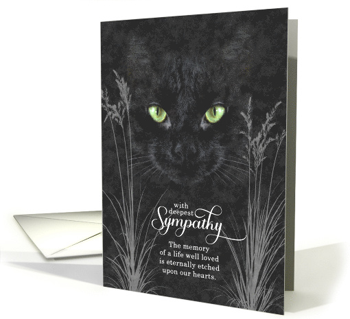 Pet Sympathy for Loss of a Cat Charcoal Gray with Grasses card