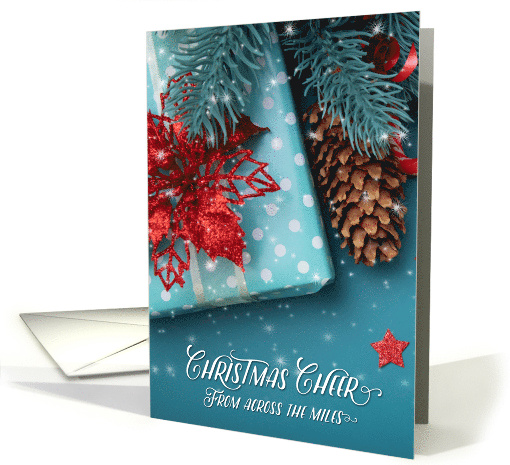 Across the Miles Christmas Cheer Blue and Red Holiday Decor card