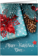 for Niece Christmas Cheer Blue and Red Holiday Decor card