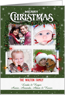 Christmas Lights around a Four Pane Window Four Photo card