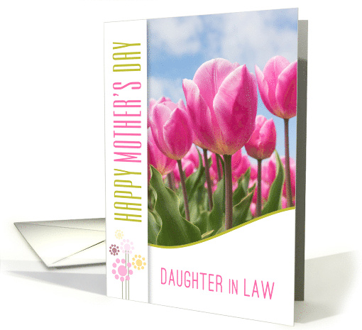 for Daughter in Law on Mother's Day Pink Tulip Garden card (556107)