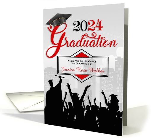Class of 2024 Graduation Announcement in Red card (569634)