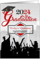 Class of 2025 Graduation Party Invitation in Red with Graduates card