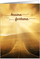 Buona Fortuna Italian Good Luck Sunlit Endless Road Blank card