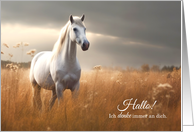 Hallo German Thinking of You Horse in a Pasture card