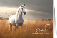 Hallo German Thinking of You Horse in a Summer Pasture card