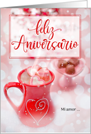 Aniversario Feliz Spanish Anniversary Warm Cocoa Treats card