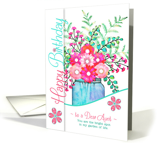 Aunt's Birthday Bright Illustrated Floral Bouquet card (590444)