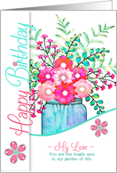 for Life Partner’s Birthday Garden Setting with Cake in the Garden card