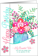 for Wife’s Birthday Bright Illustrated Floral Bouquet card