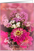 Life Partner Birthday Feminine Pink Flower Bouquet card