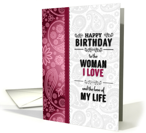 Birthday Love and Romance Pink Paisley with Retro Vintage Styling card