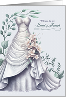Maid of Honor Request Pale Lavender Dress and Eucalyptus card