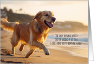 for the Runner’s Birthday Golden Retriever Dog on the Beach card