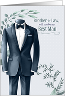 Brother in Law Best Man Request Wedding Tux Navy Blue card