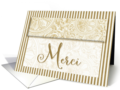 Merci French Thank You Gold and Cream Elegance Blank card (615679)