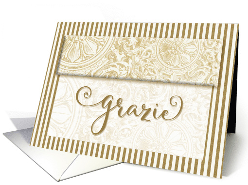 Grazie Italian Thank You Elegance in Gold and Cream Blank card