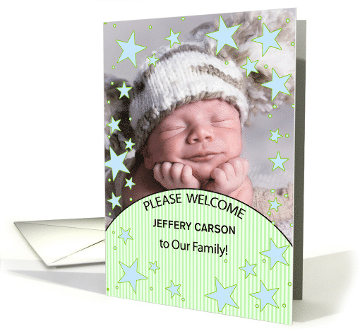 Adoption Announcement Baby Boy Photo card (619609)