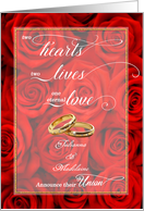 Civil Union Announcement for Lesbian Wedding with Red Roses card