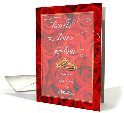 Lesbian Ceremony Invitation for Gay Union Red Rose Theme card (626761)