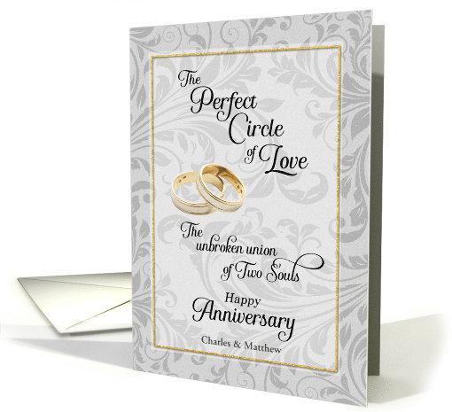 Anniversary for Gay Couple with Gold Wedding Bands card (627910)