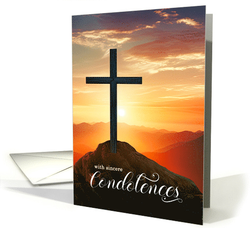 Condolences Sunset Cross Over the Mountains card (628139)