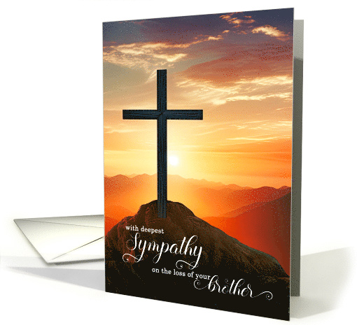 Loss of a Brother Sympathy Sunset Cross Over the Mountains card