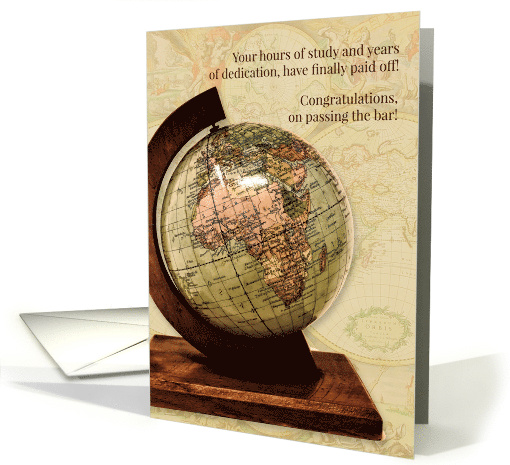 Passing the Bar Law School Old World Globe card (628747)