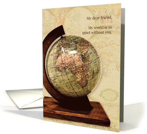Missing You Friend Old World Map Vintage Styling card (628756)